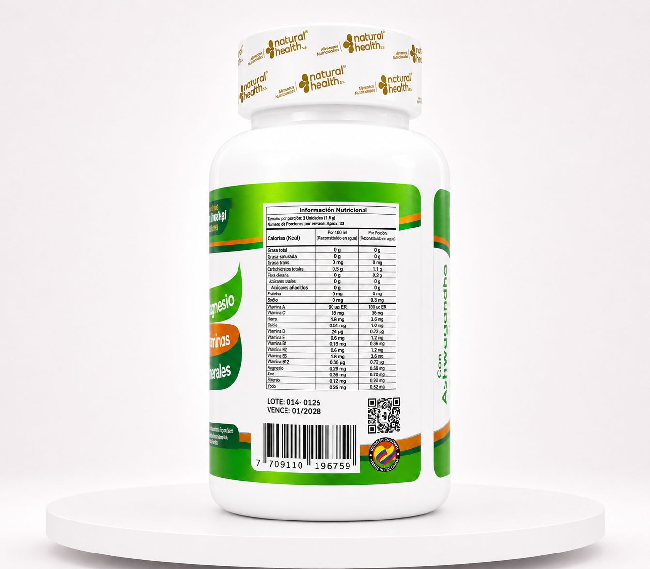 Ashwagandha con Magnesio, Vitaminas y Minerales-Natural Health - Imagen 2